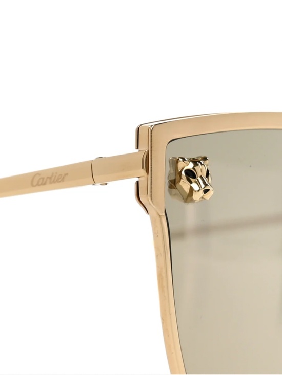 NEW - Authentic Panthere De Cartier Cat Eye Sunglasses CT0198S Gold main image 4